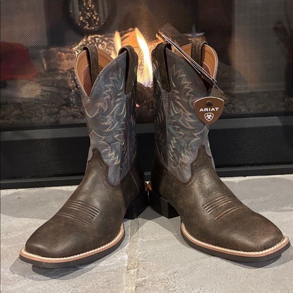 Ariat Sport Latigo Chocolate Brown/stone Blue,wide square toe,4LR,duratread sole - Picture 7 of 15